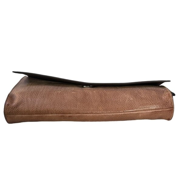 Brunello Cucinelli Leather Clutch Colorblock Brown Tan NWT - Picture 4 of 16